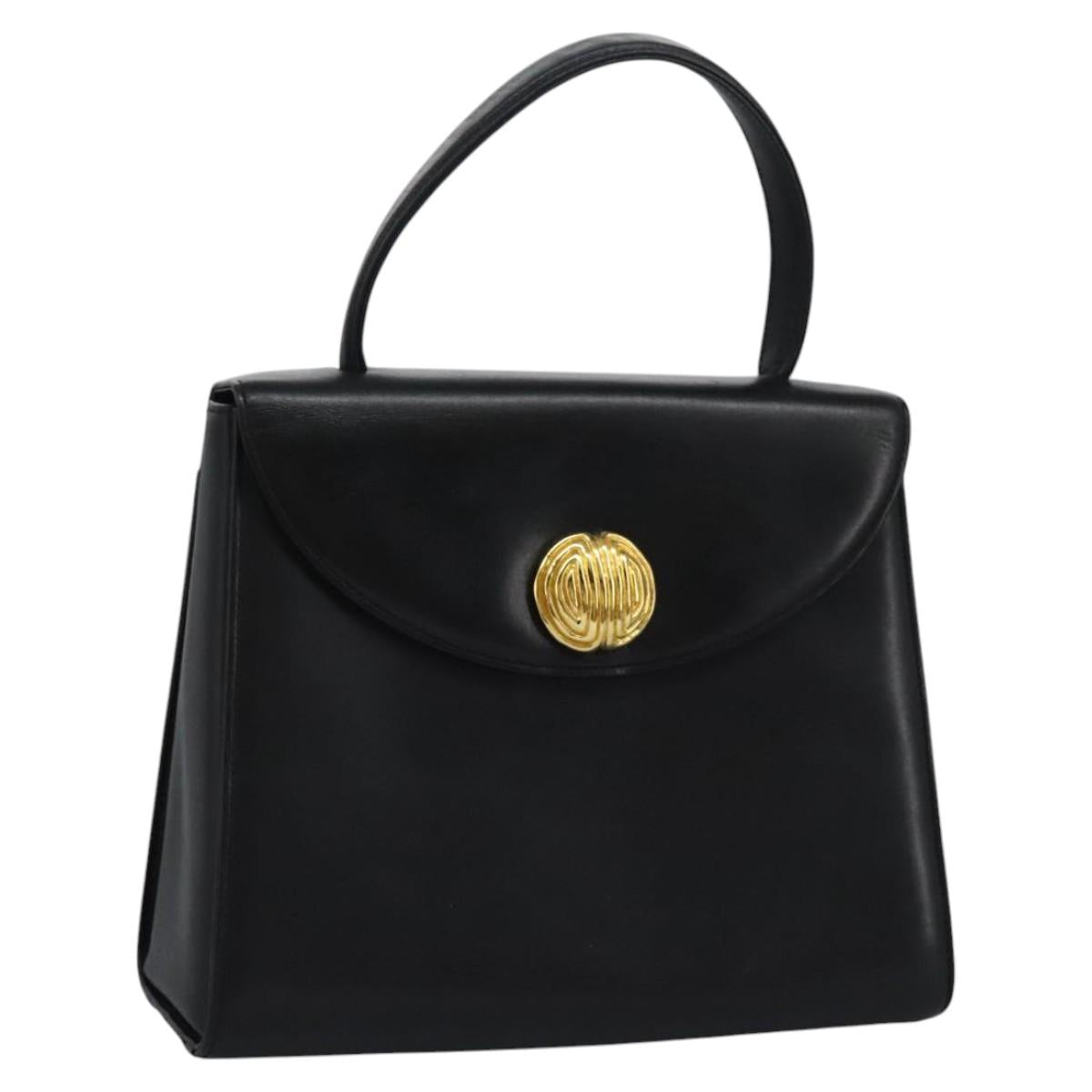 GIVENCHY Hand Bag Leather Black Gold Auth yk17377
