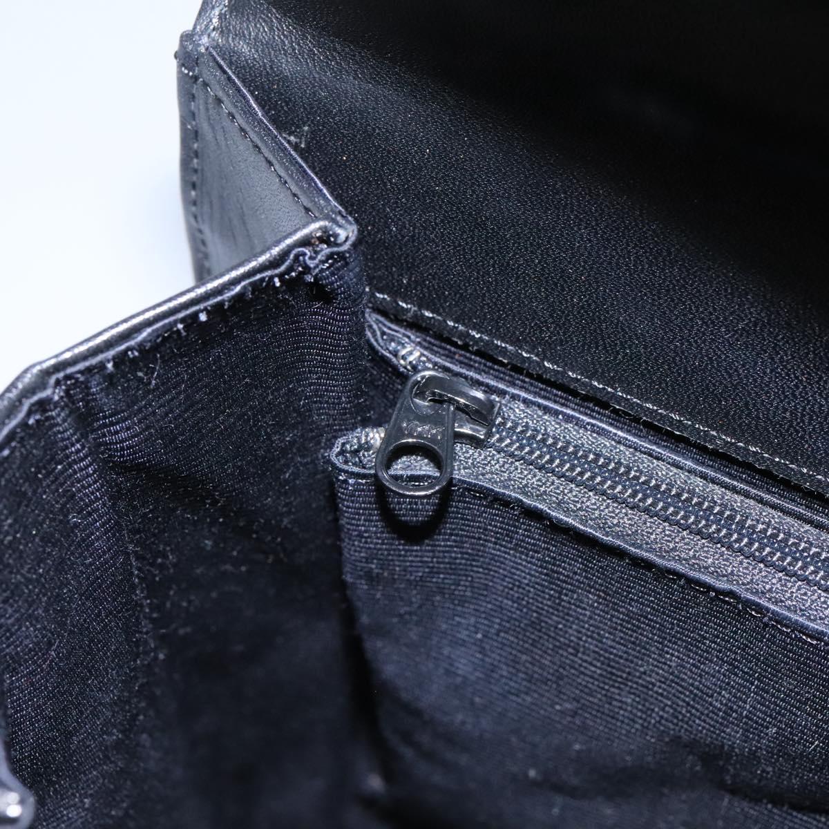 GIVENCHY Hand Bag Leather Black Gold Auth yk17377