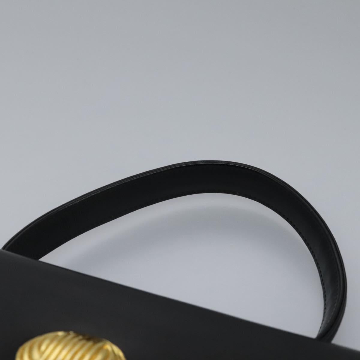 GIVENCHY Hand Bag Leather Black Gold Auth yk17377