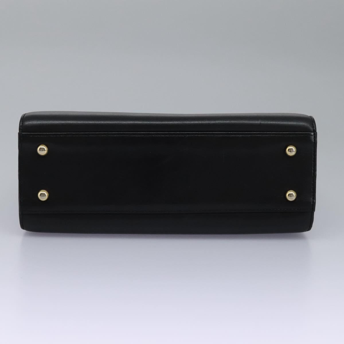 GIVENCHY Hand Bag Leather Black Gold Auth yk17377