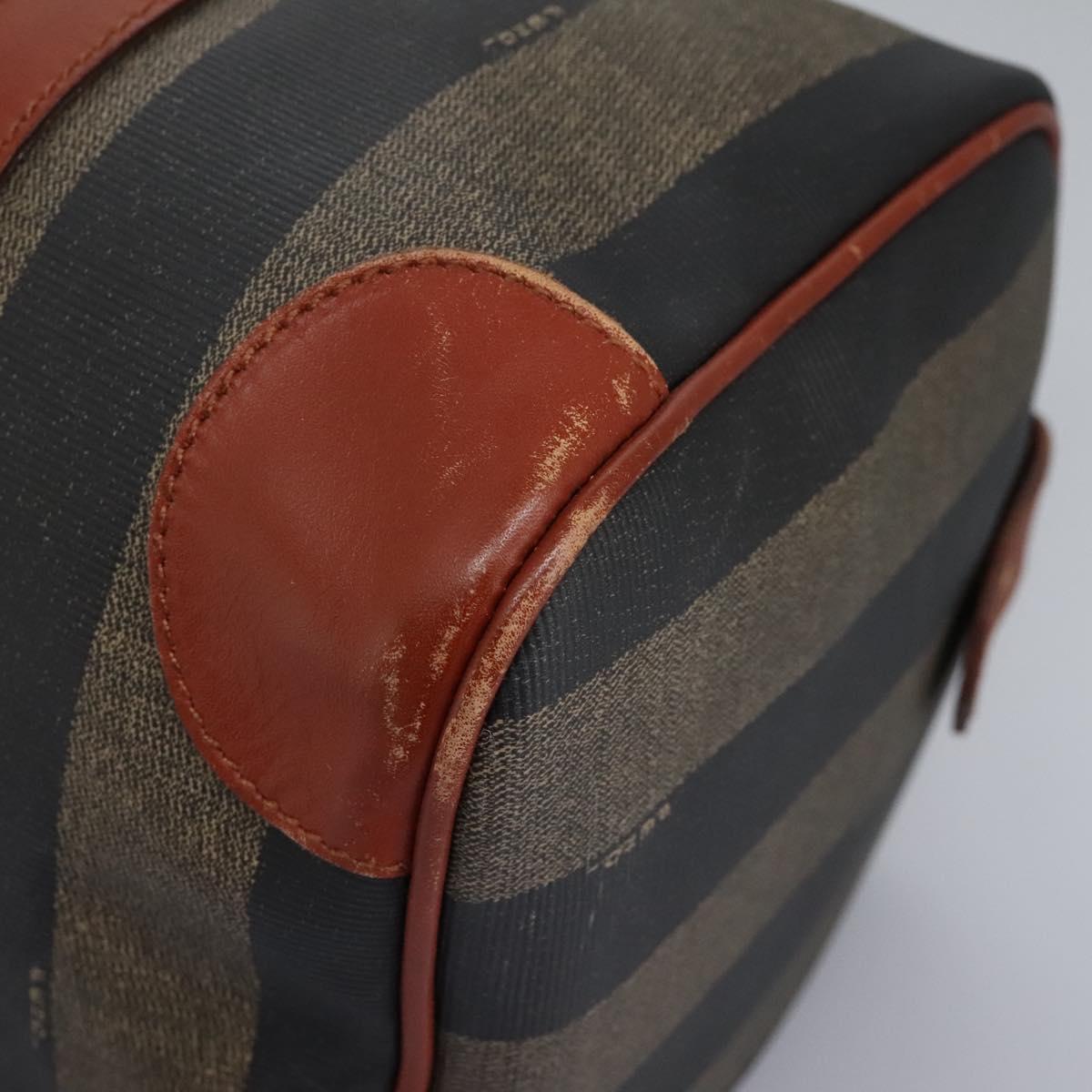 FENDI Pecan Canvas Boston Bag Black Brown Auth yk17380