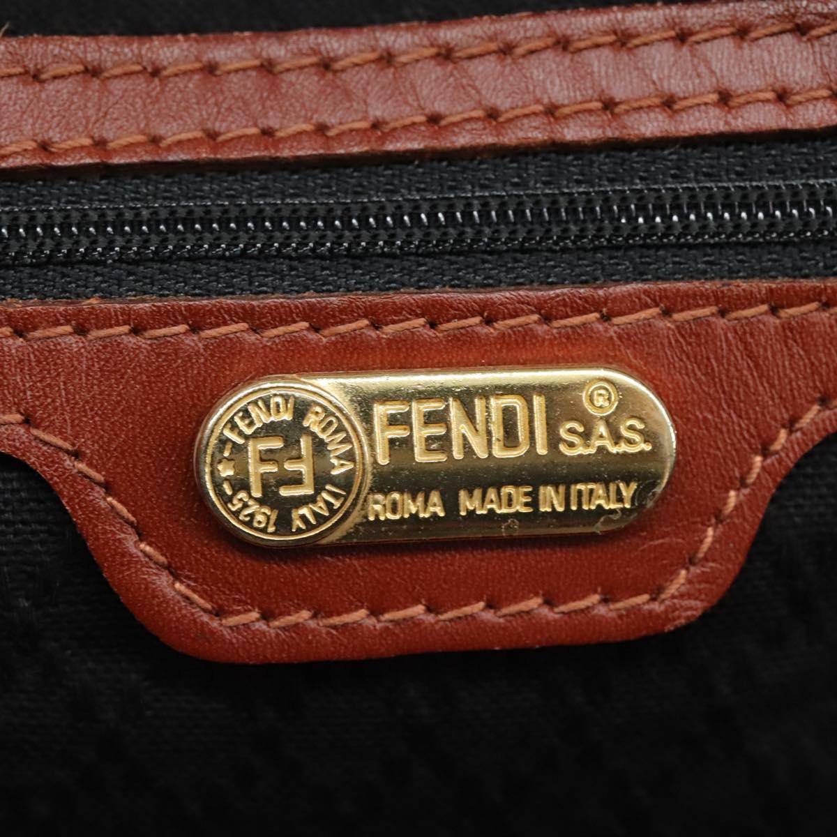 FENDI Pecan Canvas Boston Bag Black Brown Auth yk17380