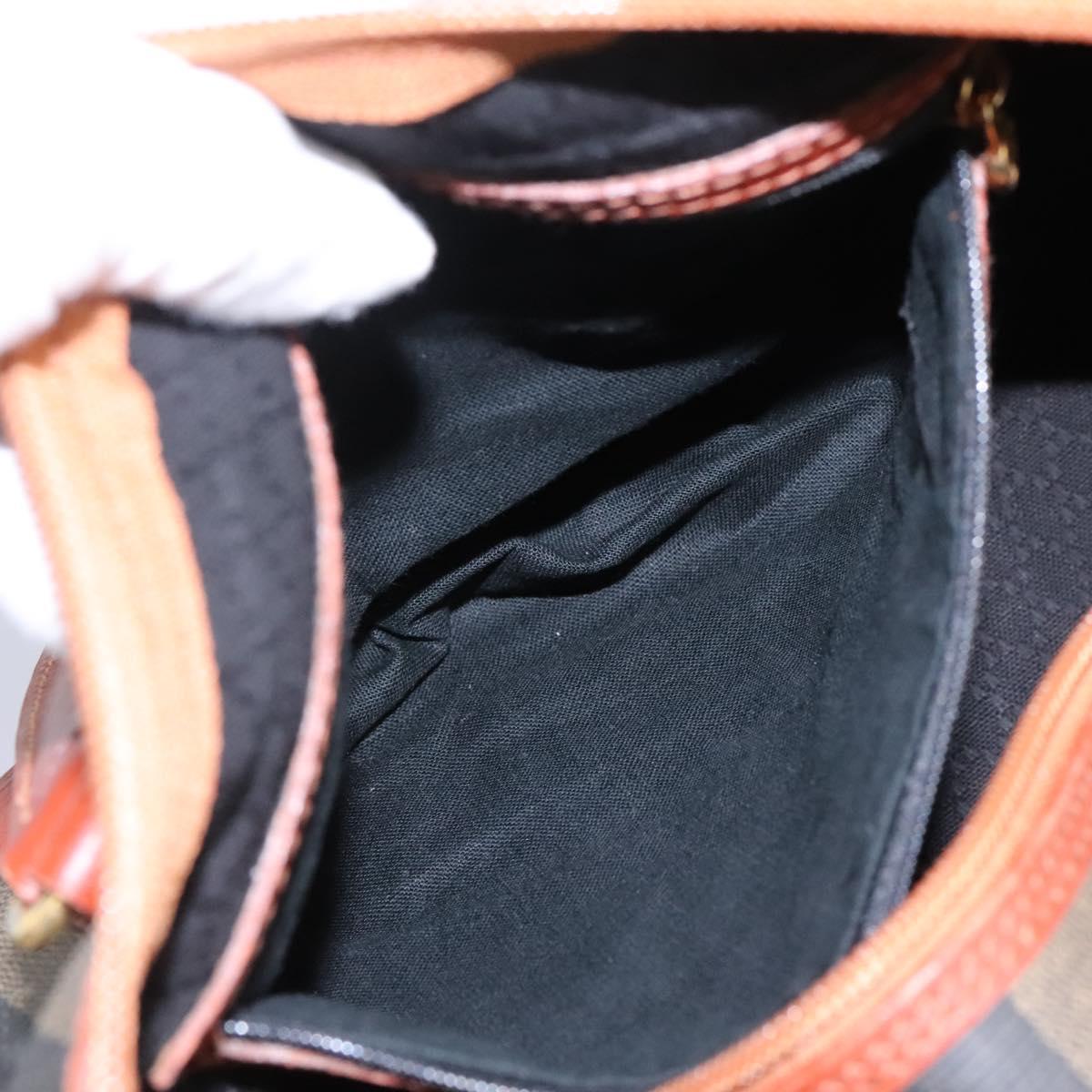 FENDI Pecan Canvas Boston Bag Black Brown Auth yk17380