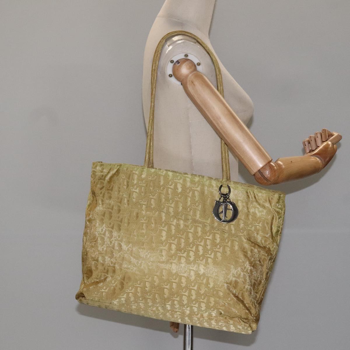 Christian Dior Trotter Canvas Tote Bag Yellow Auth yk17386