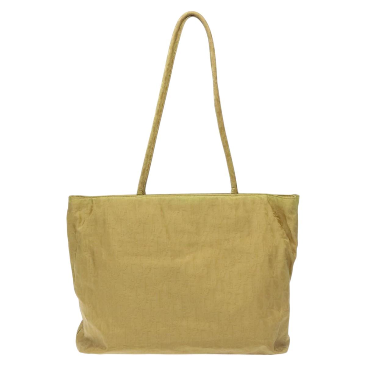 Christian Dior Trotter Canvas Tote Bag Yellow Auth yk17386