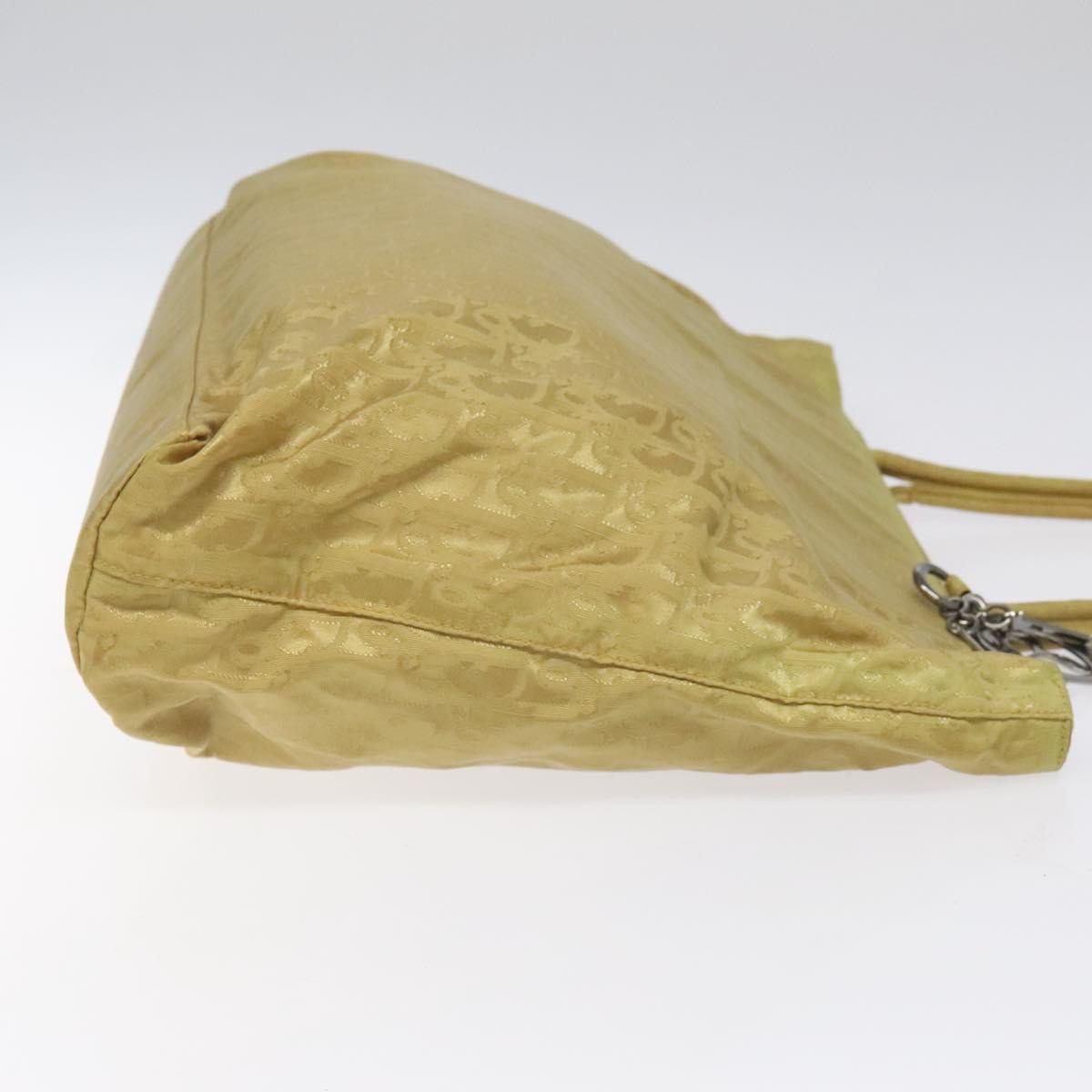 Christian Dior Trotter Canvas Tote Bag Yellow Auth yk17386