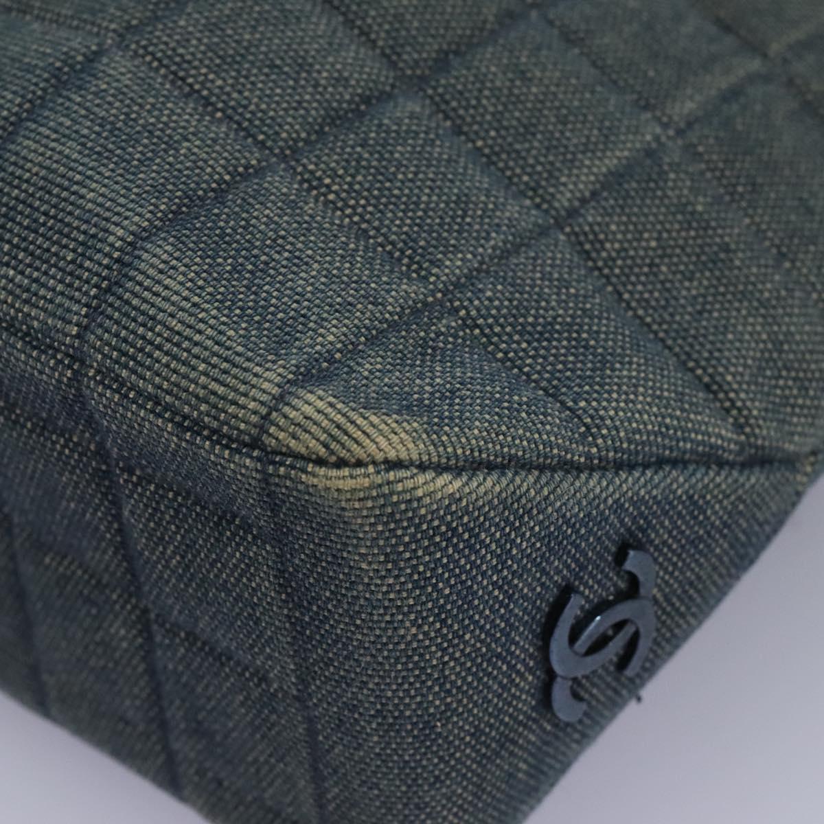 CHANEL Choco Bar Hand Bag Denim Blue CC Auth yk17394