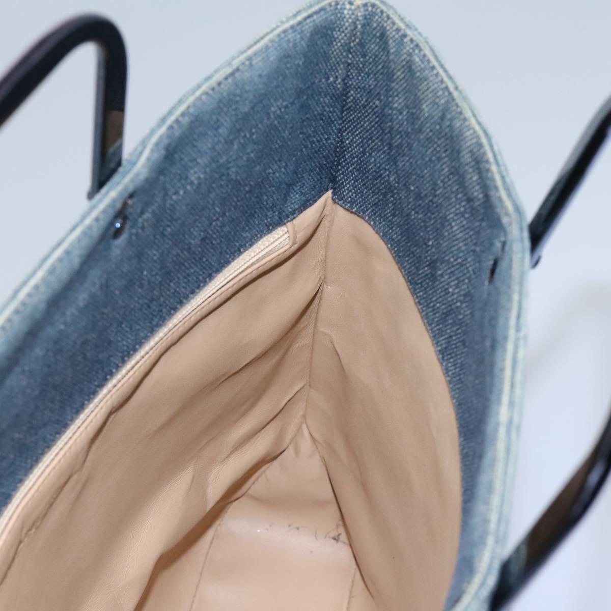 CHANEL Choco Bar Hand Bag Denim Blue CC Auth yk17394