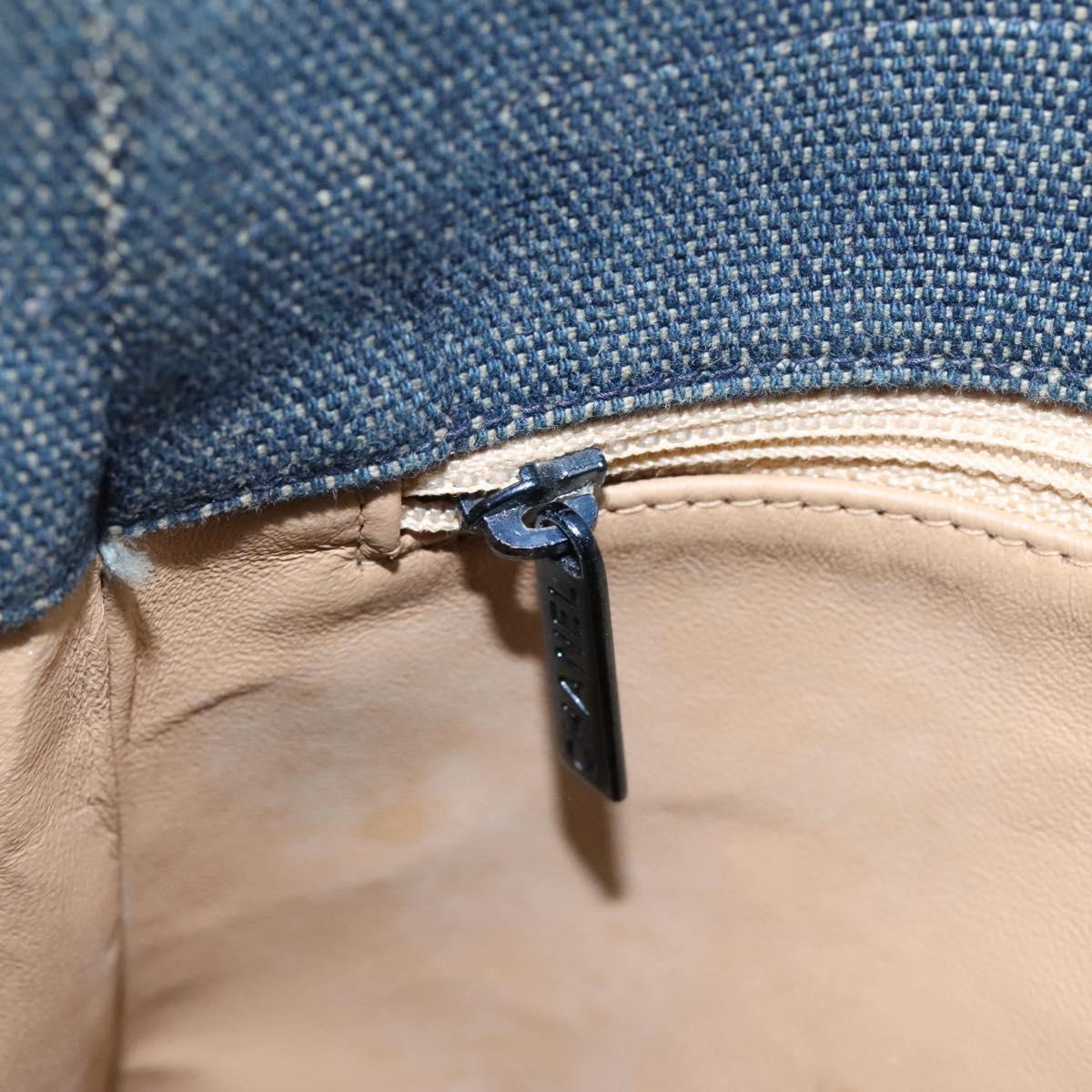 CHANEL Choco Bar Hand Bag Denim Blue CC Auth yk17394