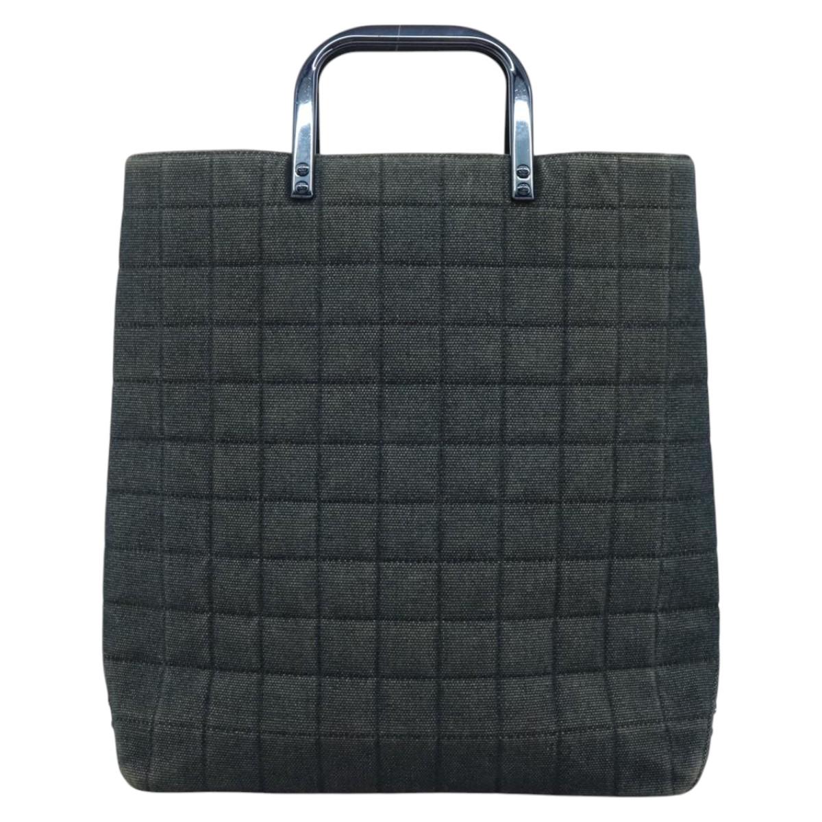 CHANEL Choco Bar Hand Bag Denim Blue CC Auth yk17394