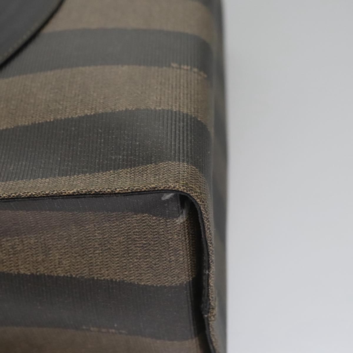 FENDI Pecan Canvas Tote Bag Brown Black Auth yk17395