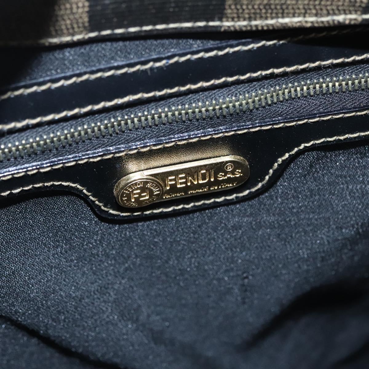 FENDI Pecan Canvas Tote Bag Brown Black Auth yk17395