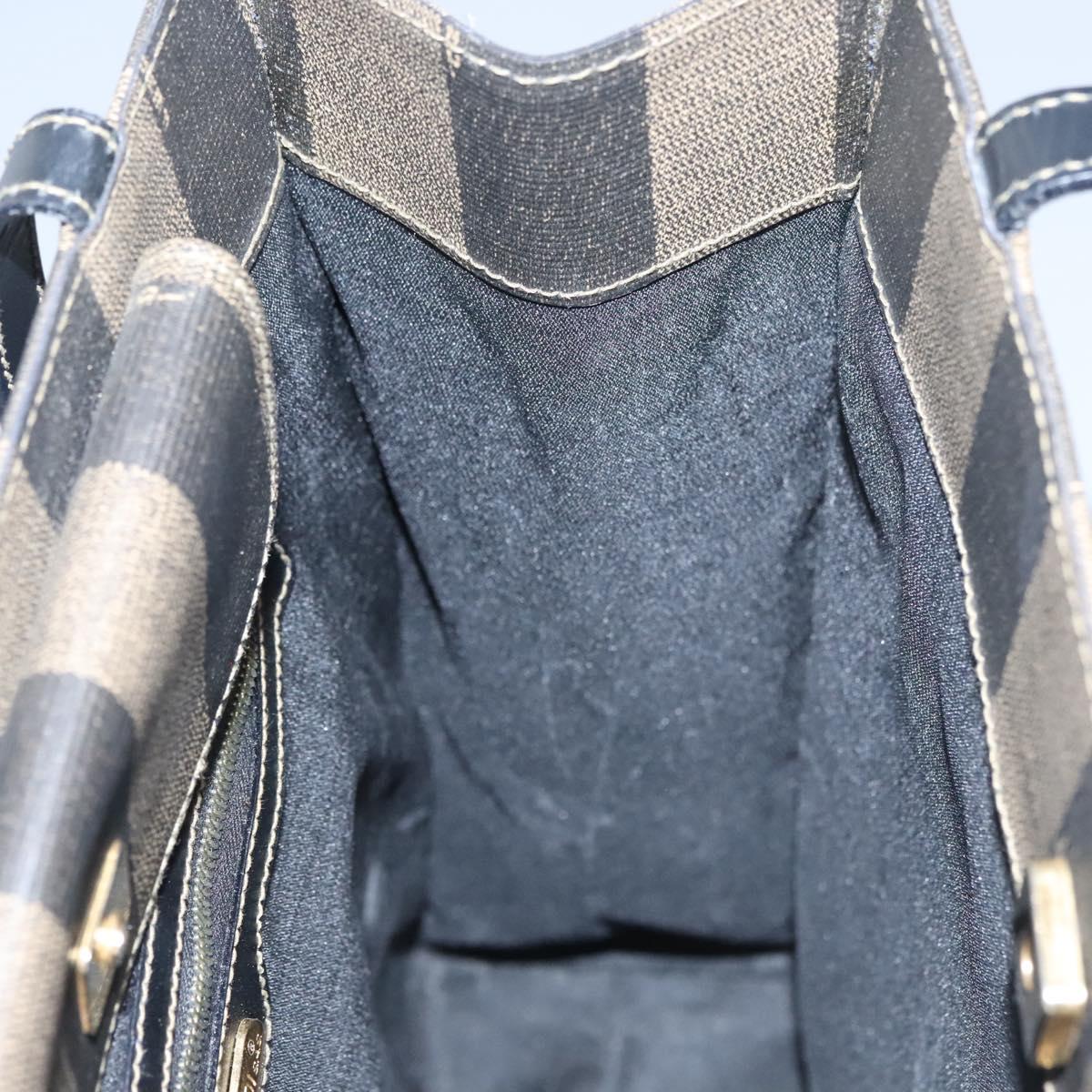 FENDI Pecan Canvas Tote Bag Brown Black Auth yk17395