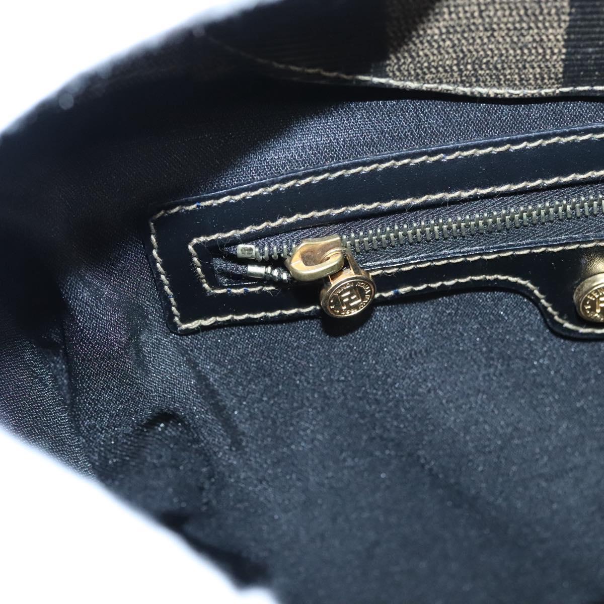 FENDI Pecan Canvas Tote Bag Brown Black Auth yk17395