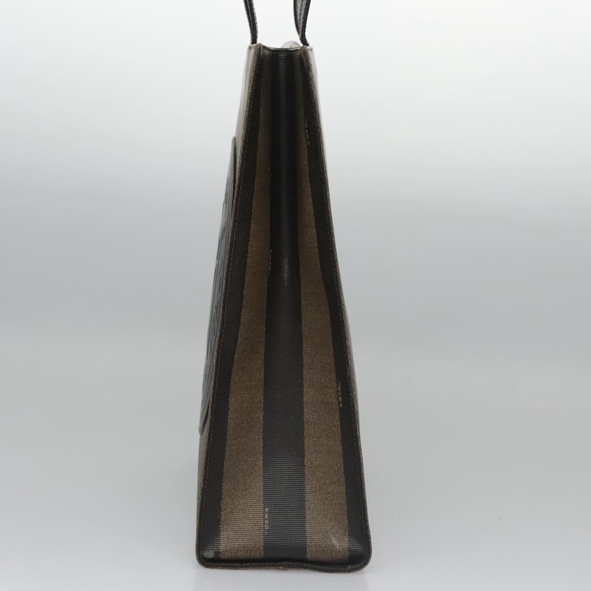 FENDI Pecan Canvas Tote Bag Brown Black Auth yk17395