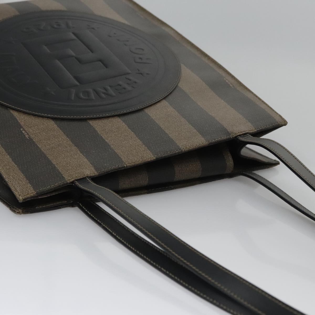FENDI Pecan Canvas Tote Bag Brown Black Auth yk17395