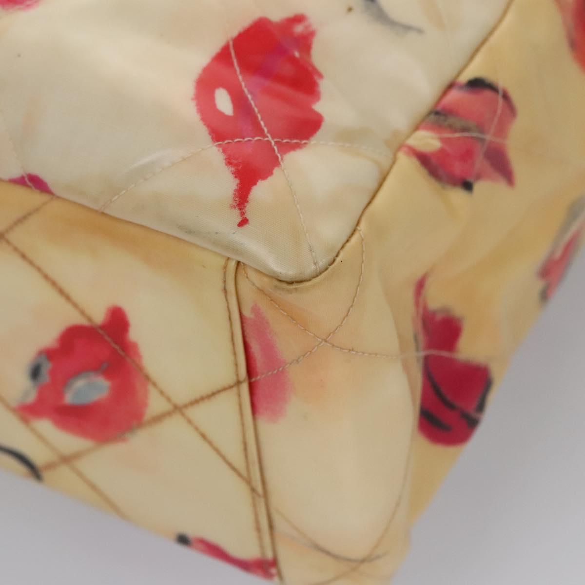 CHANEL Matelasse Chain COCO Mark Lip Tote Bag Vinyl Red CC Auth yk17404