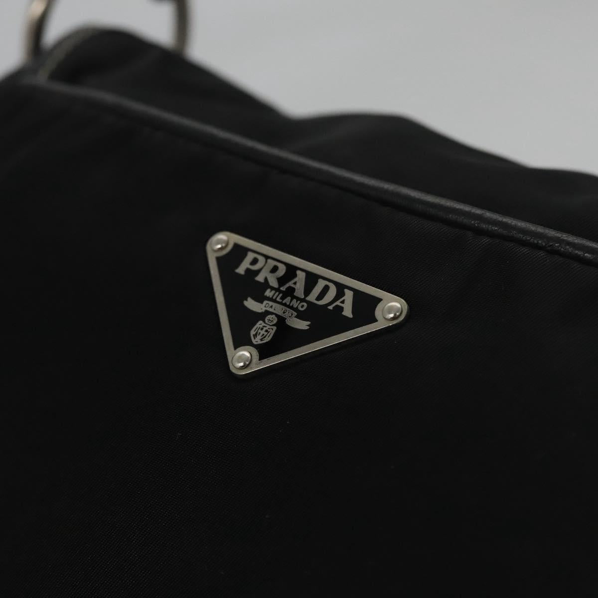 PRADA Shoulder Bag Nylon Leather Black Silver Auth yk17421V