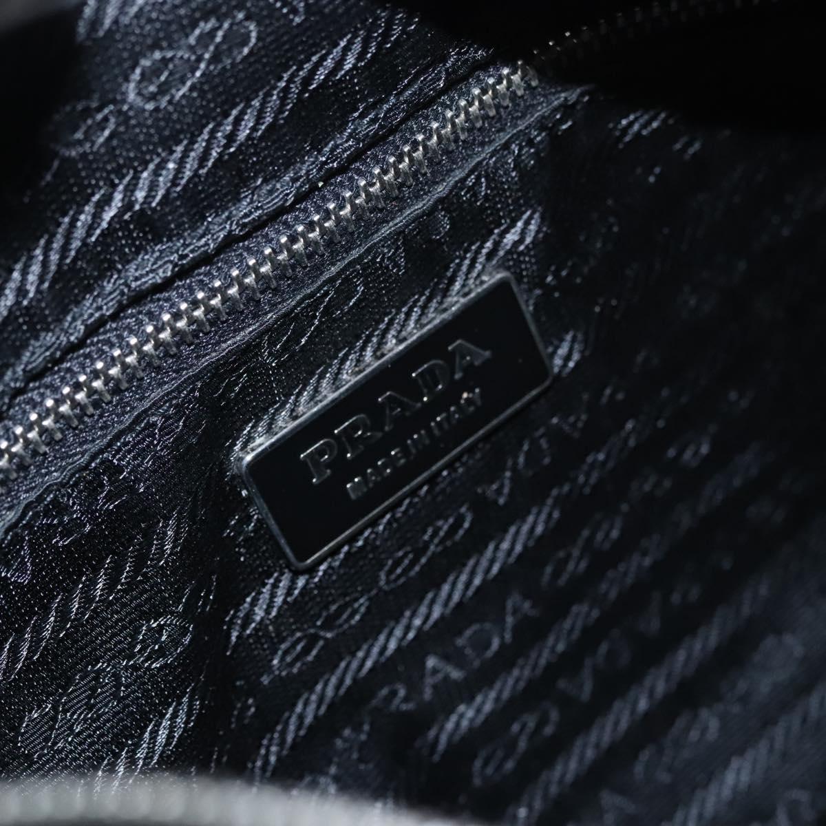 PRADA Shoulder Bag Nylon Leather Black Silver Auth yk17421V