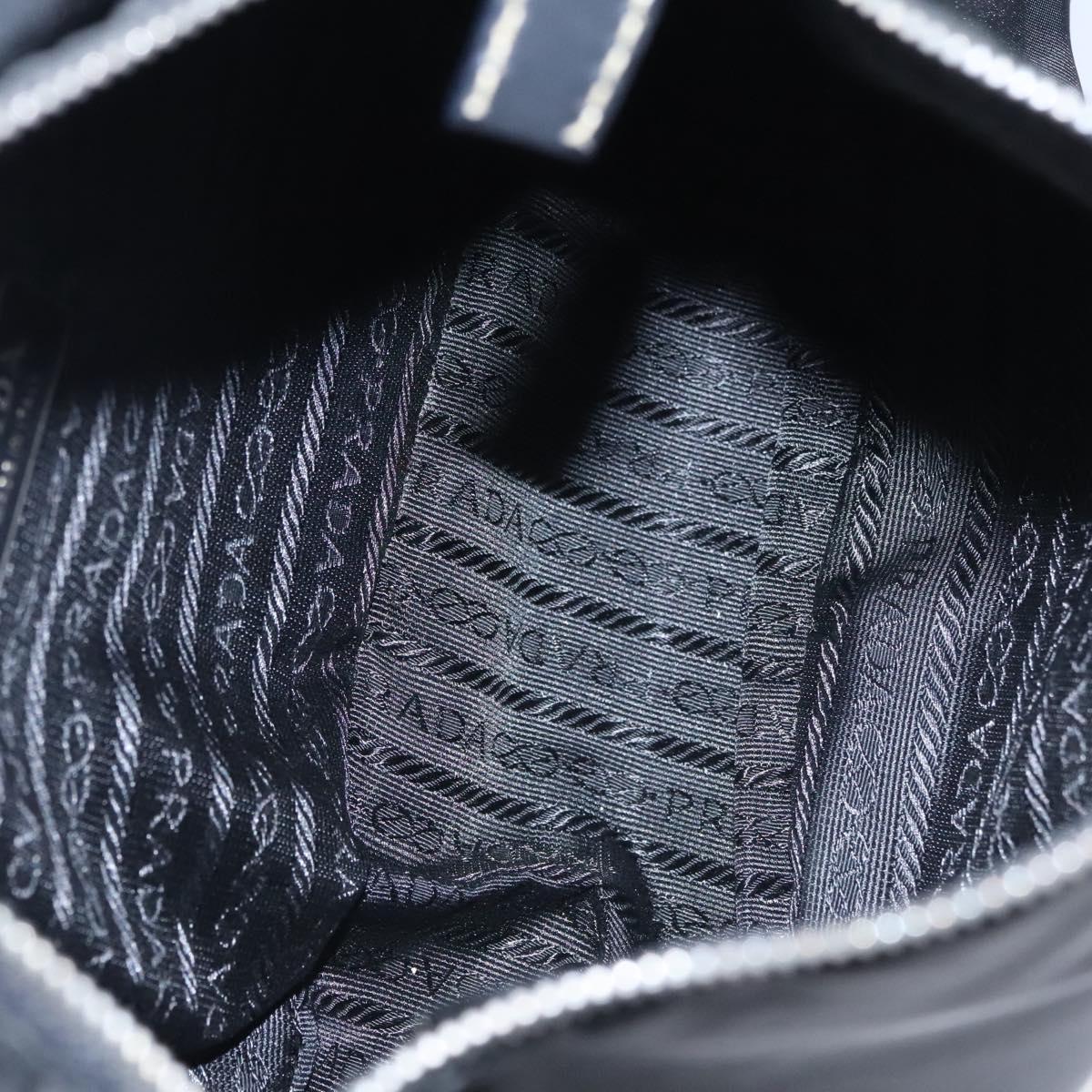 PRADA Shoulder Bag Nylon Leather Black Silver Auth yk17421V