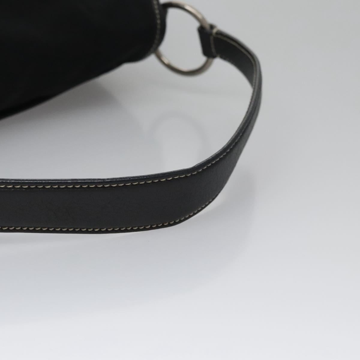 PRADA Shoulder Bag Nylon Leather Black Silver Auth yk17421V