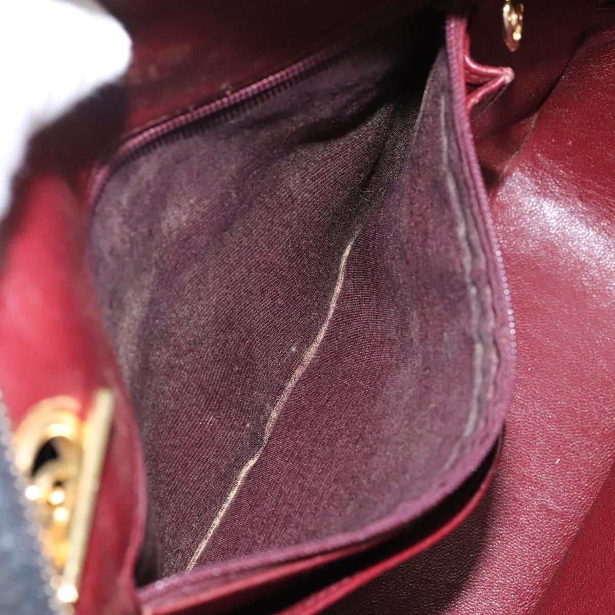 CHANEL Chain V Stitch Shoulder Bag Lamb Skin Black Gold CC Auth yk17457