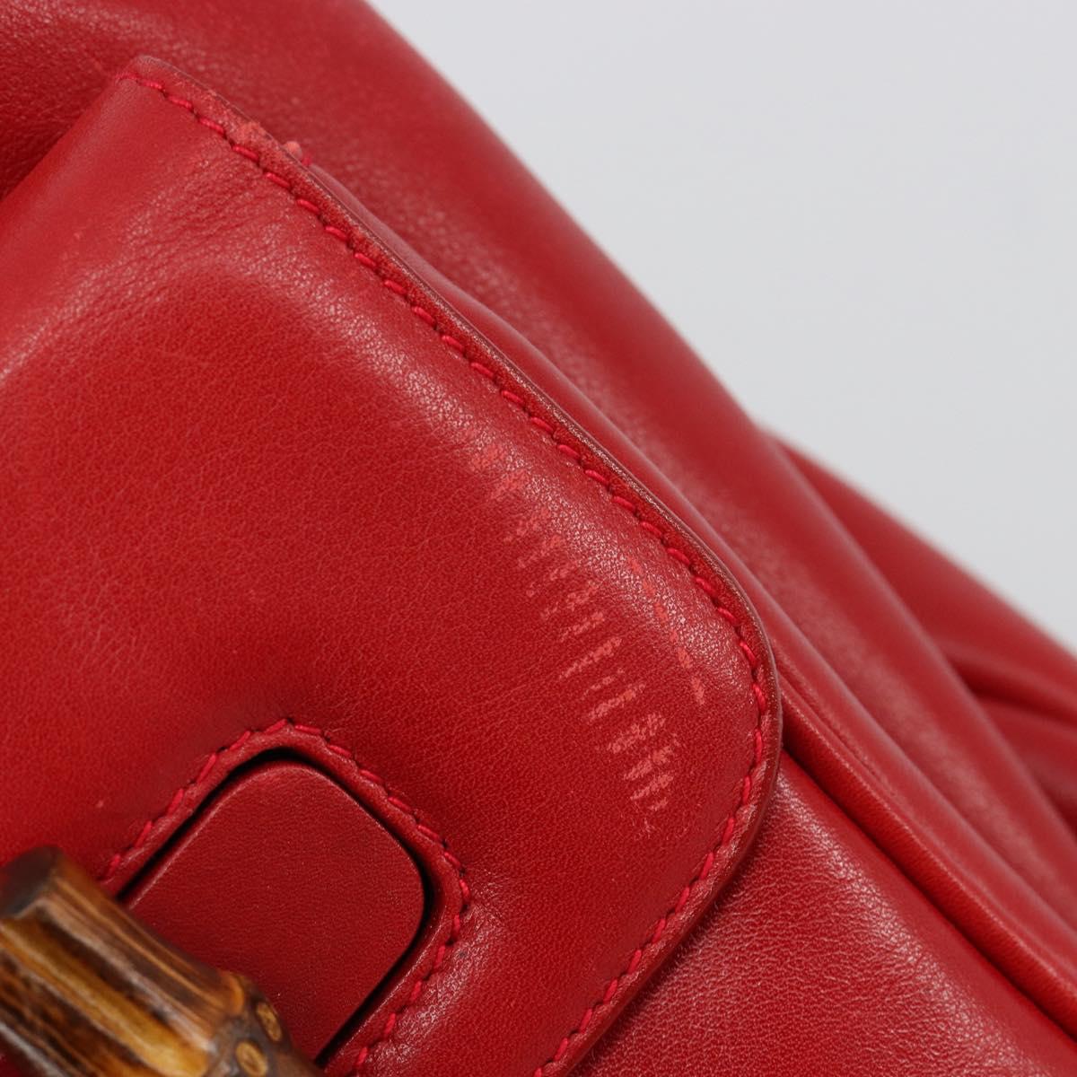 GUCCI Bamboo Backpack Leather Red Gold 003 2058 0016 Auth yk17469