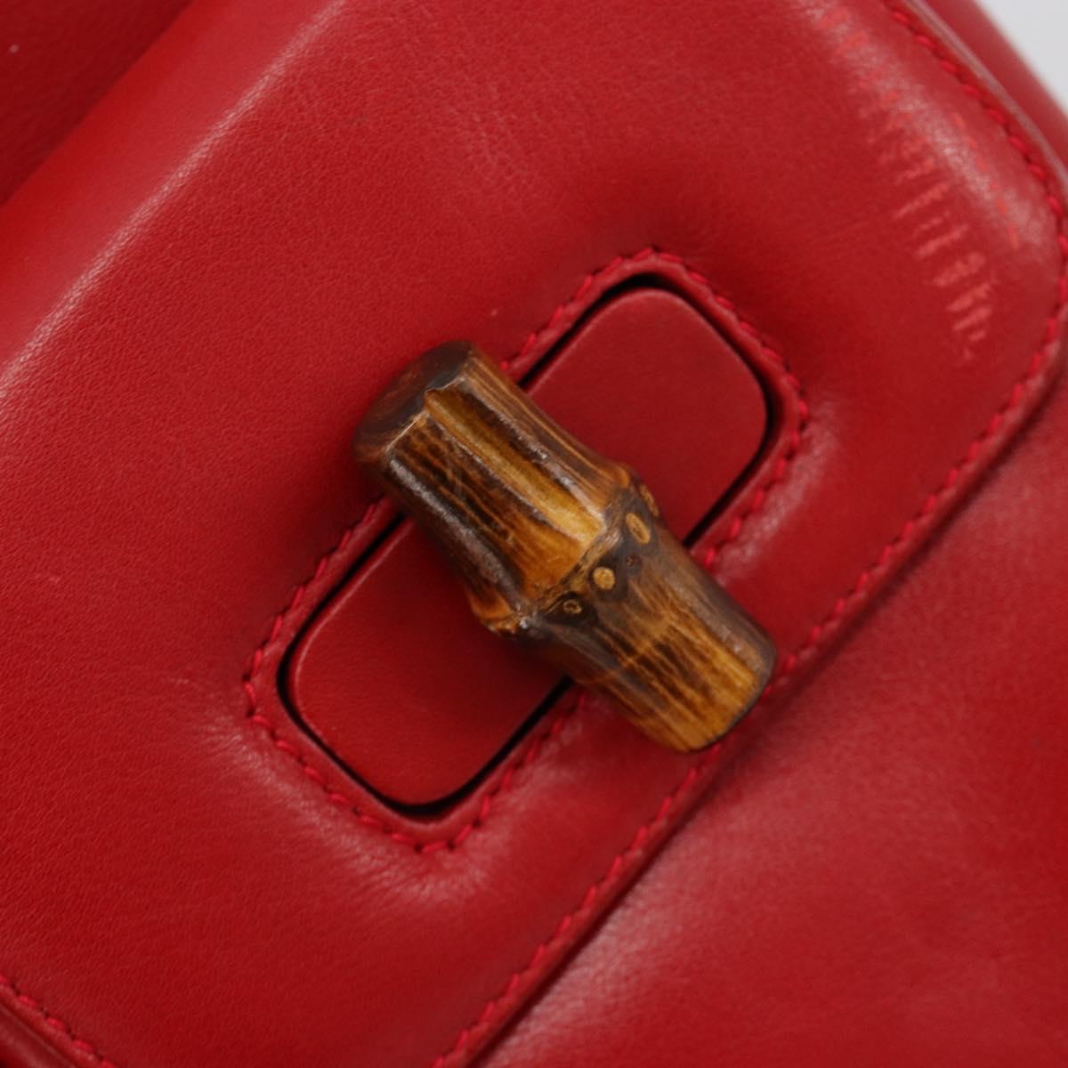 GUCCI Bamboo Backpack Leather Red Gold 003 2058 0016 Auth yk17469