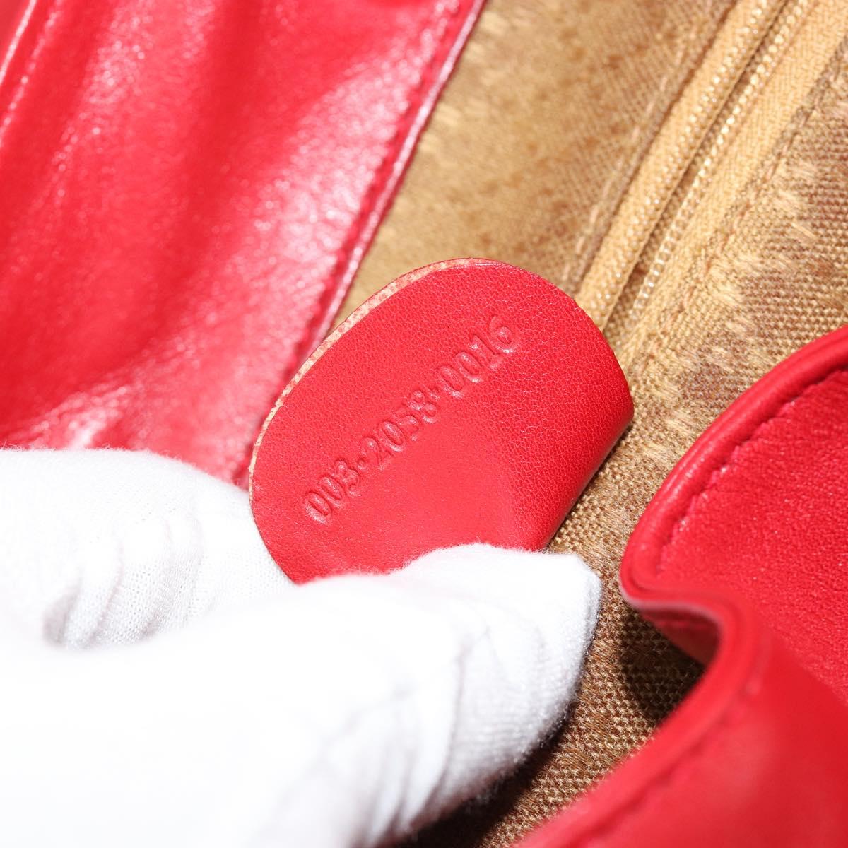 GUCCI Bamboo Backpack Leather Red Gold 003 2058 0016 Auth yk17469