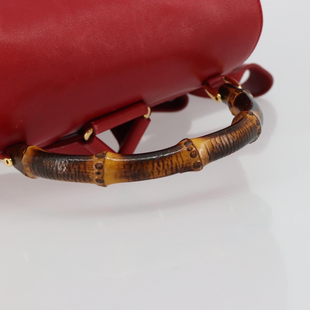 GUCCI Bamboo Backpack Leather Red Gold 003 2058 0016 Auth yk17469