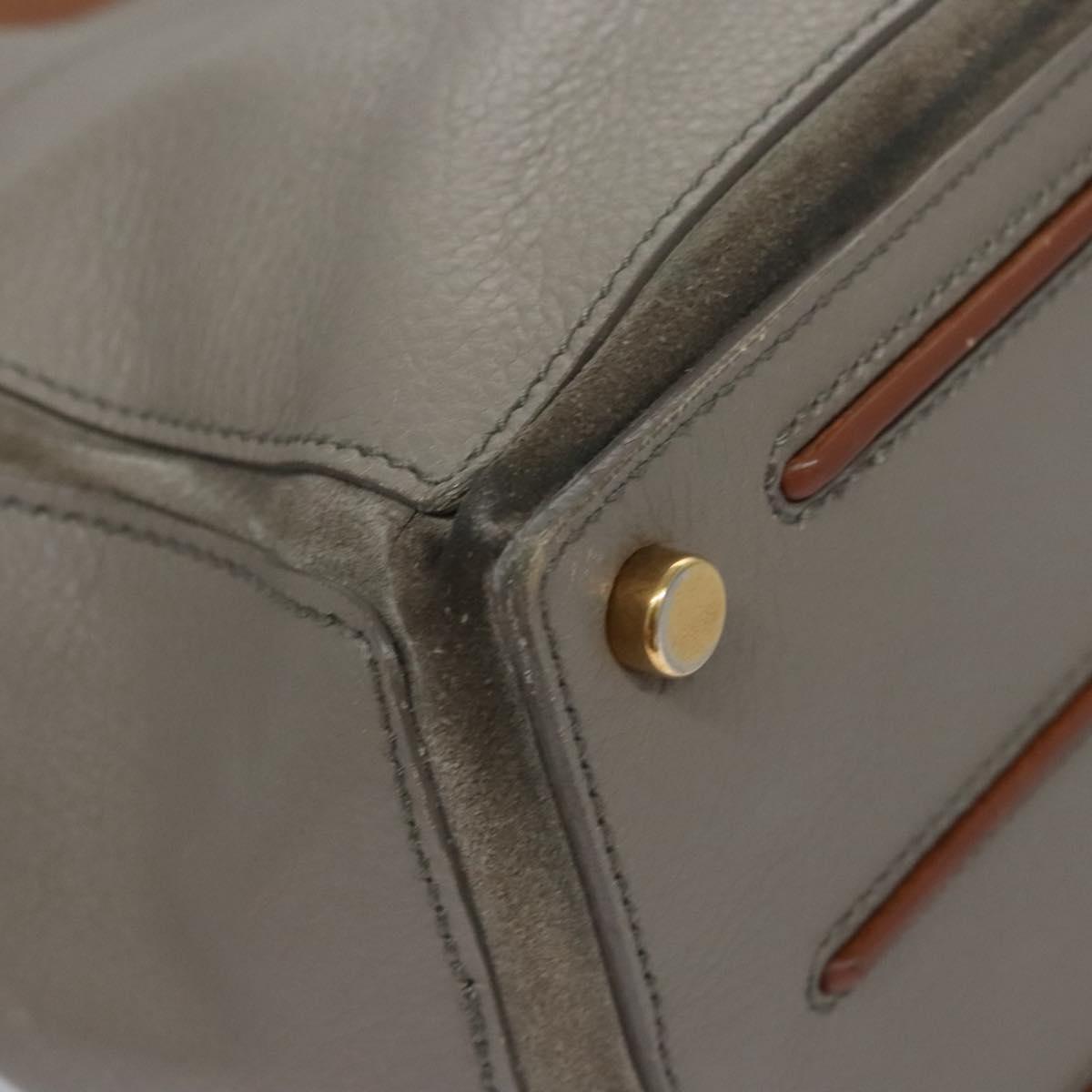 SAINT LAURENT Muse Hand Bag Leather Gray Brown Auth yk17484