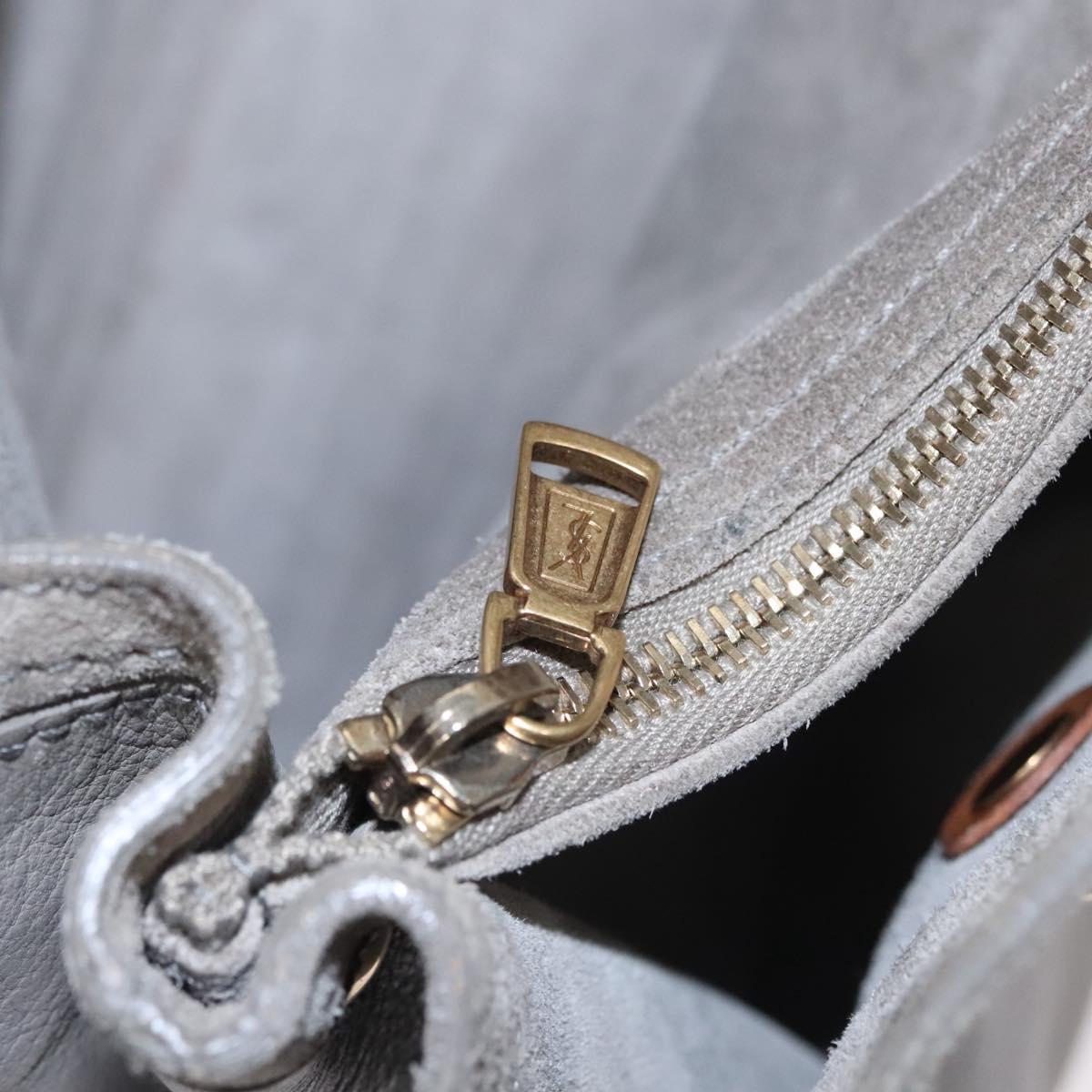 SAINT LAURENT Muse Hand Bag Leather Gray Brown Auth yk17484