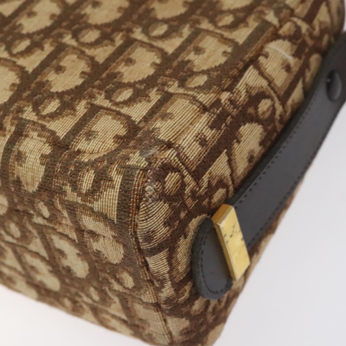 Christian Dior Trotter Canvas Shoulder Bag Brown Gold Auth yk17509
