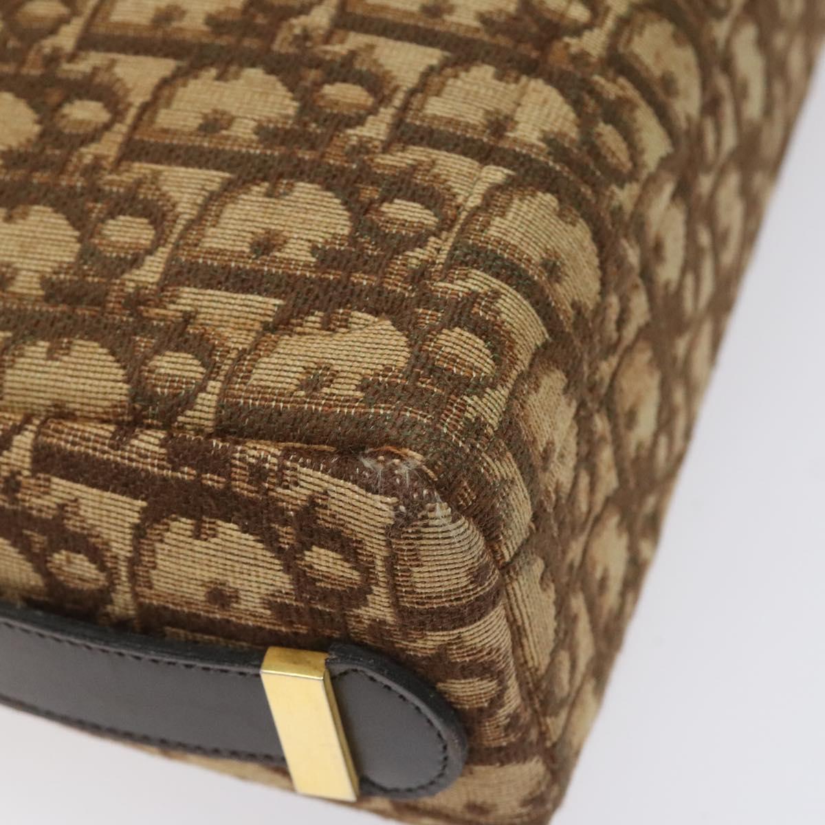 Christian Dior Trotter Canvas Shoulder Bag Brown Gold Auth yk17509