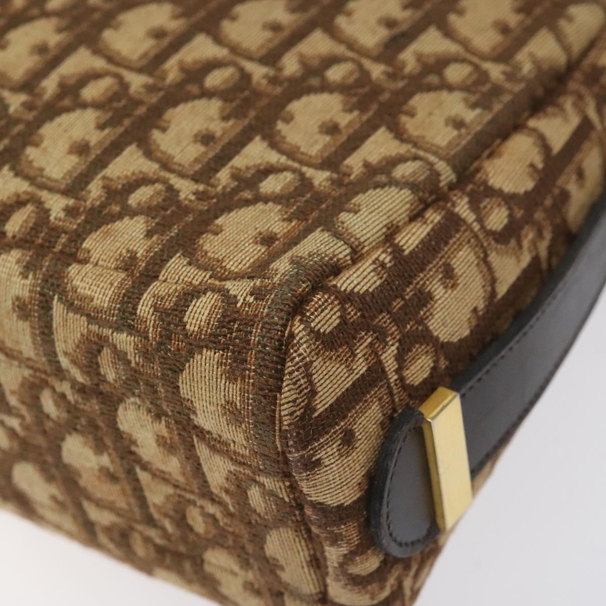 Christian Dior Trotter Canvas Shoulder Bag Brown Gold Auth yk17509