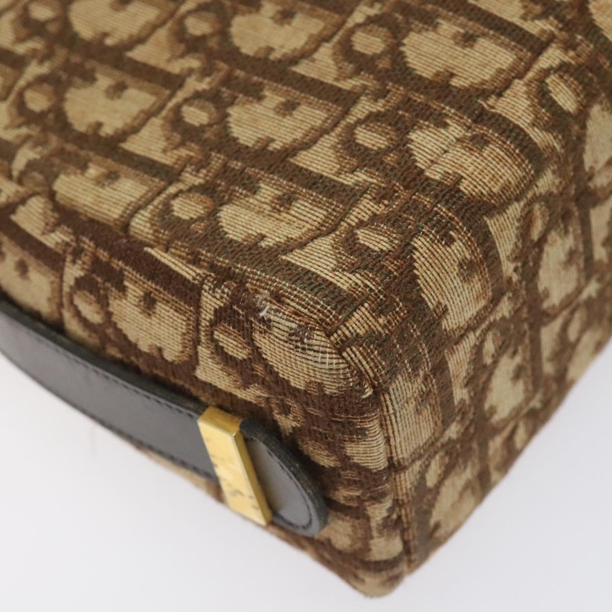 Christian Dior Trotter Canvas Shoulder Bag Brown Gold Auth yk17509