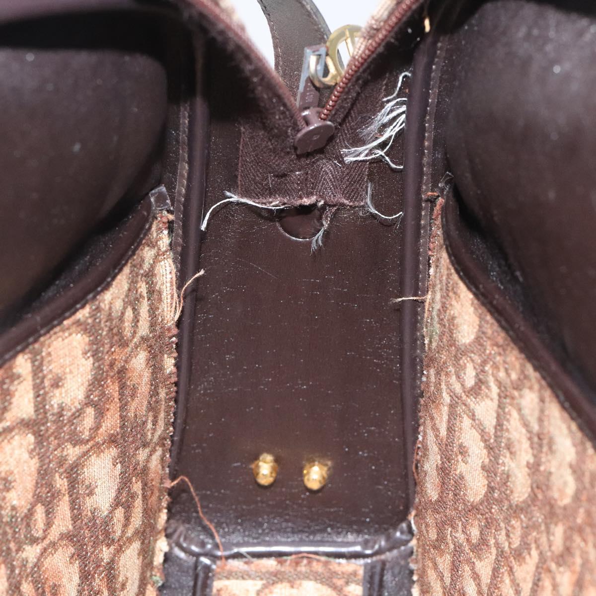 Christian Dior Trotter Canvas Shoulder Bag Brown Gold Auth yk17509
