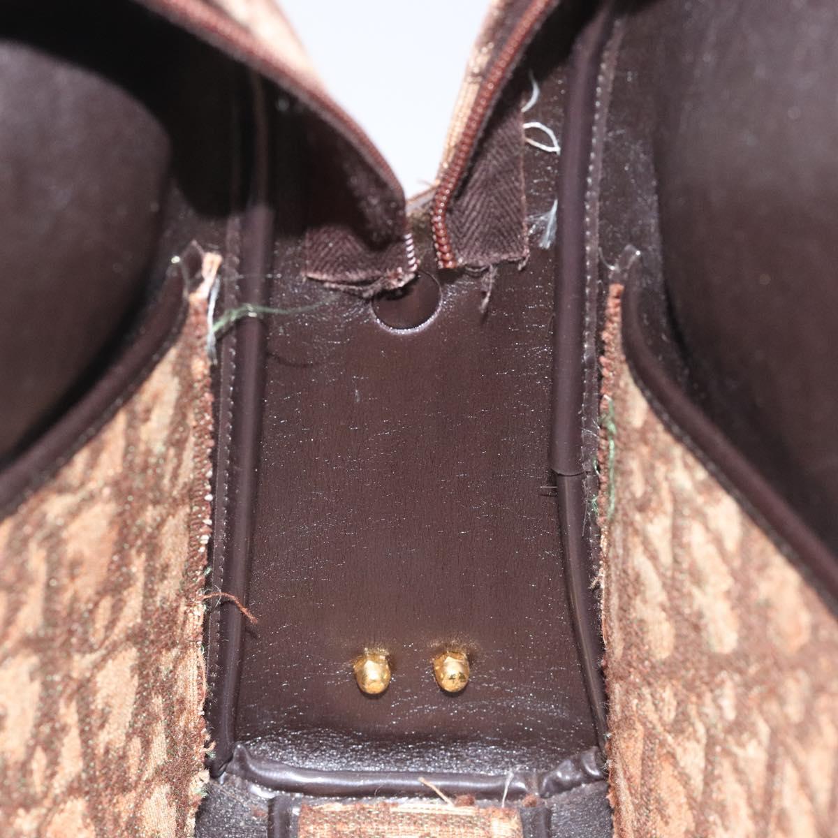 Christian Dior Trotter Canvas Shoulder Bag Brown Gold Auth yk17509