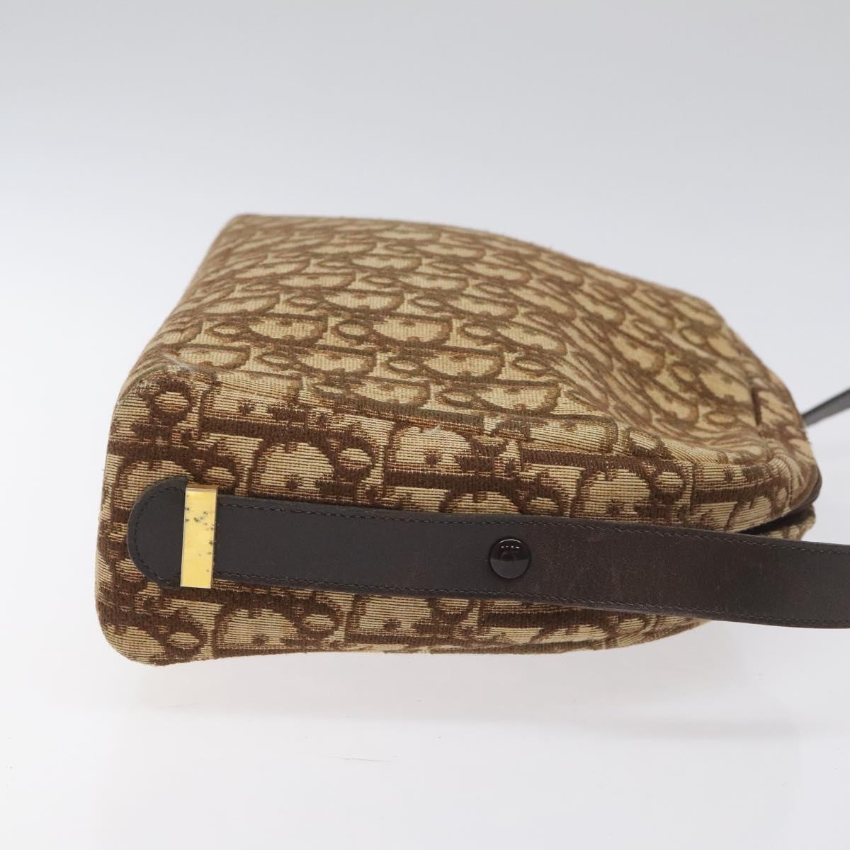 Christian Dior Trotter Canvas Shoulder Bag Brown Gold Auth yk17509