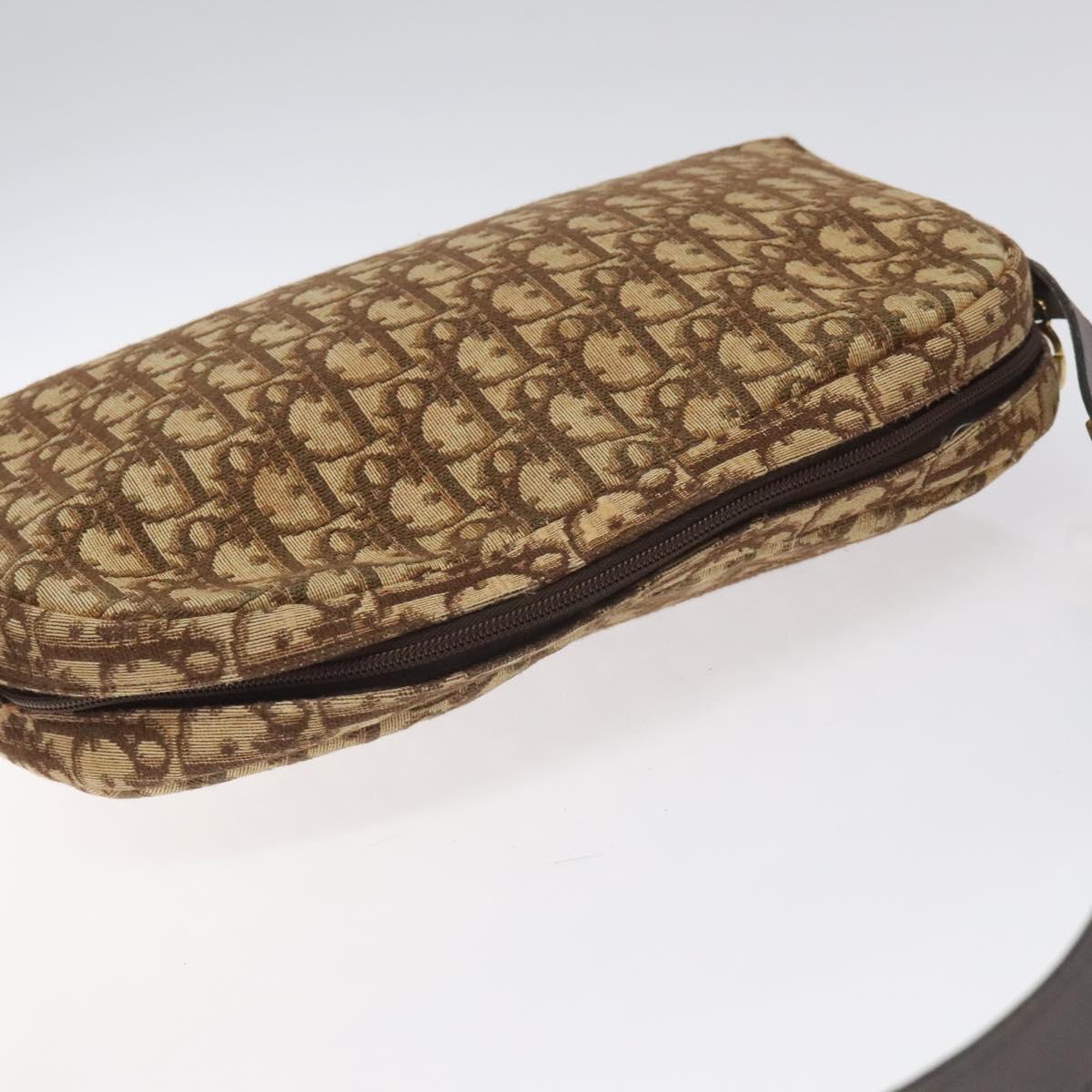 Christian Dior Trotter Canvas Shoulder Bag Brown Gold Auth yk17509