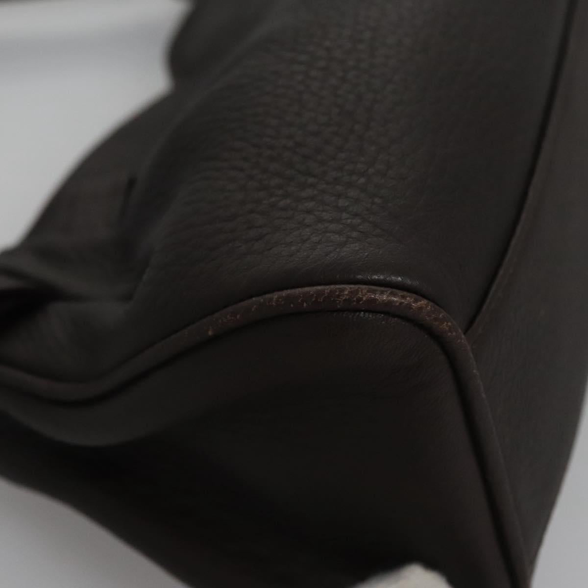 BVLGARI Hand Bag Leather Brown Auth yk17514