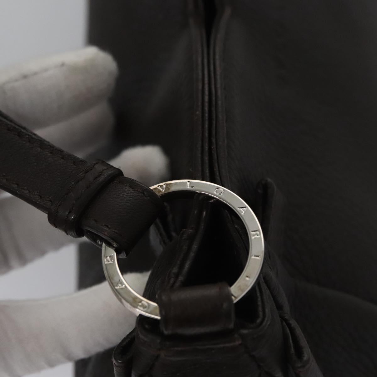 BVLGARI Hand Bag Leather Brown Auth yk17514