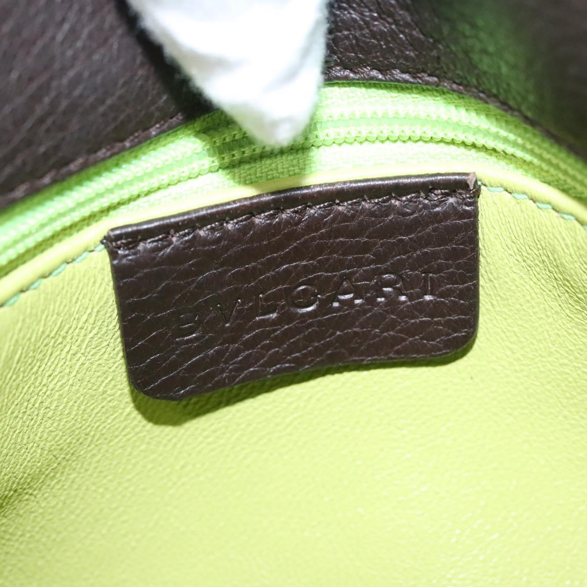 BVLGARI Hand Bag Leather Brown Auth yk17514