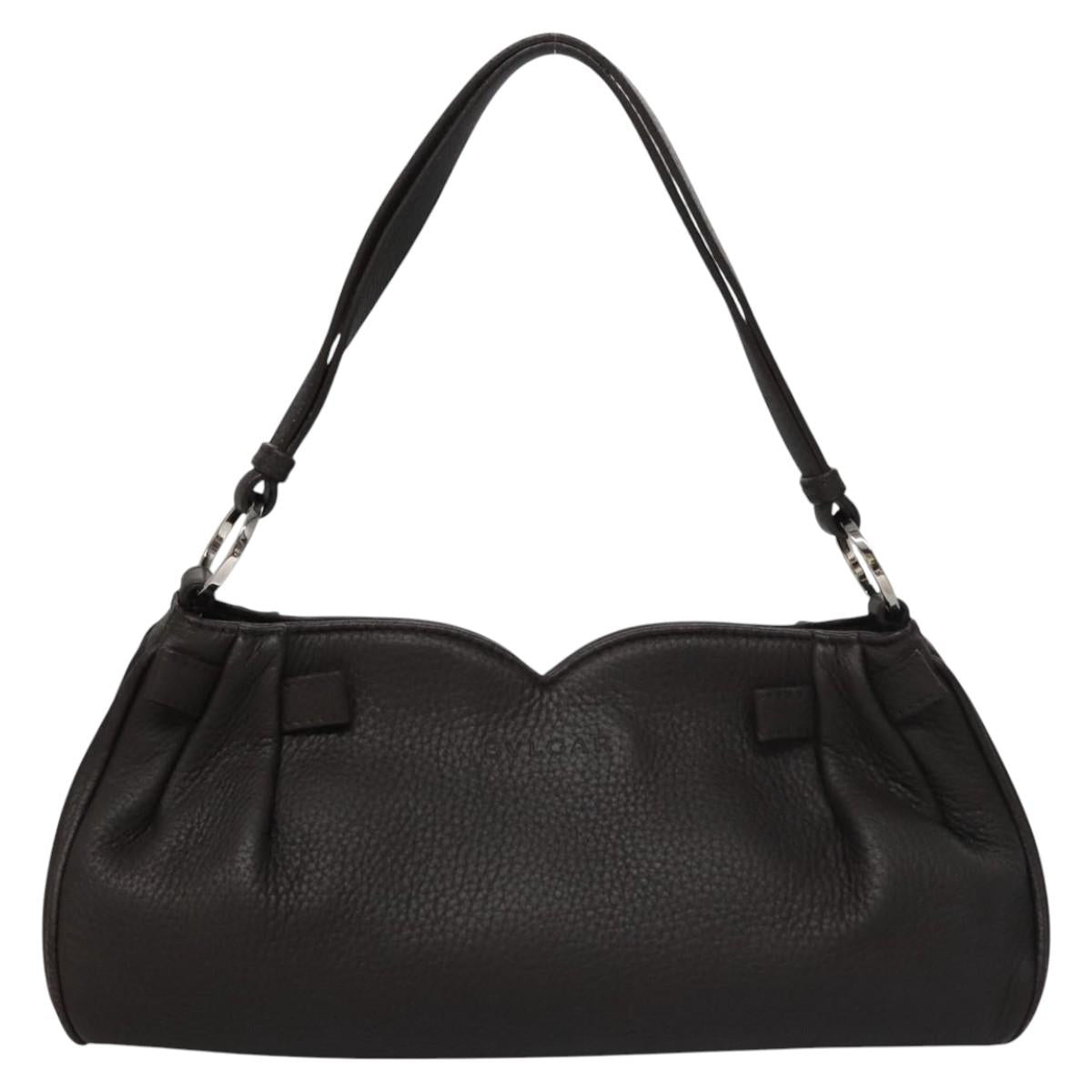 BVLGARI Hand Bag Leather Brown Auth yk17514