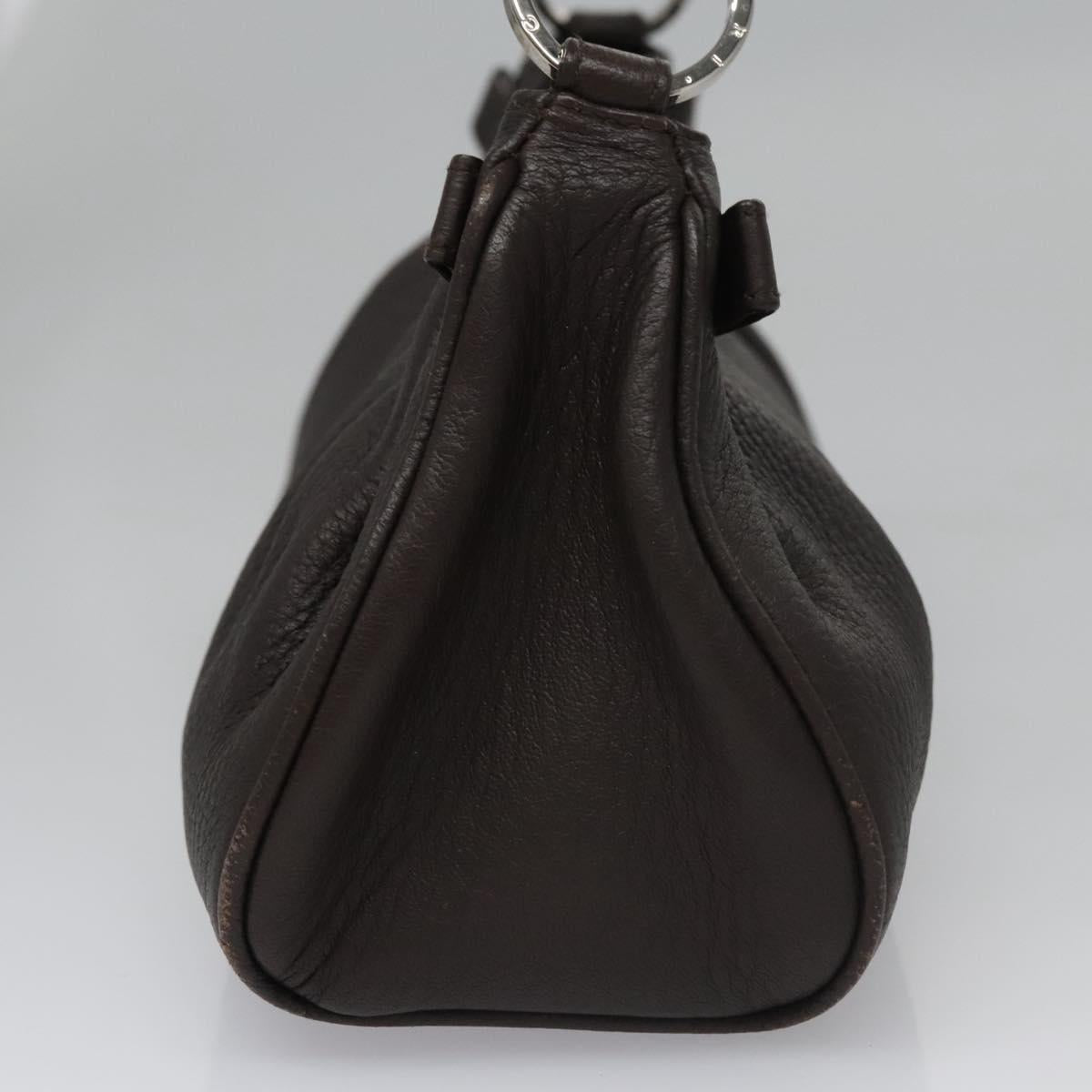 BVLGARI Hand Bag Leather Brown Auth yk17514