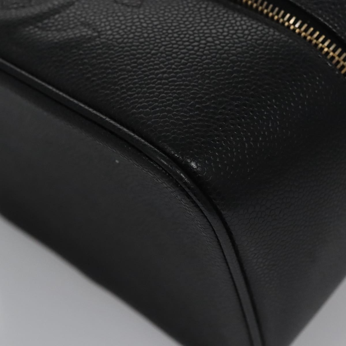 CHANEL COCO Mark Vanity Pouch Caviar Skin Black Gold CC Auth yk17517