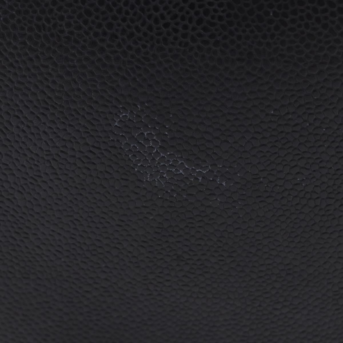 CHANEL COCO Mark Vanity Pouch Caviar Skin Black Gold CC Auth yk17517