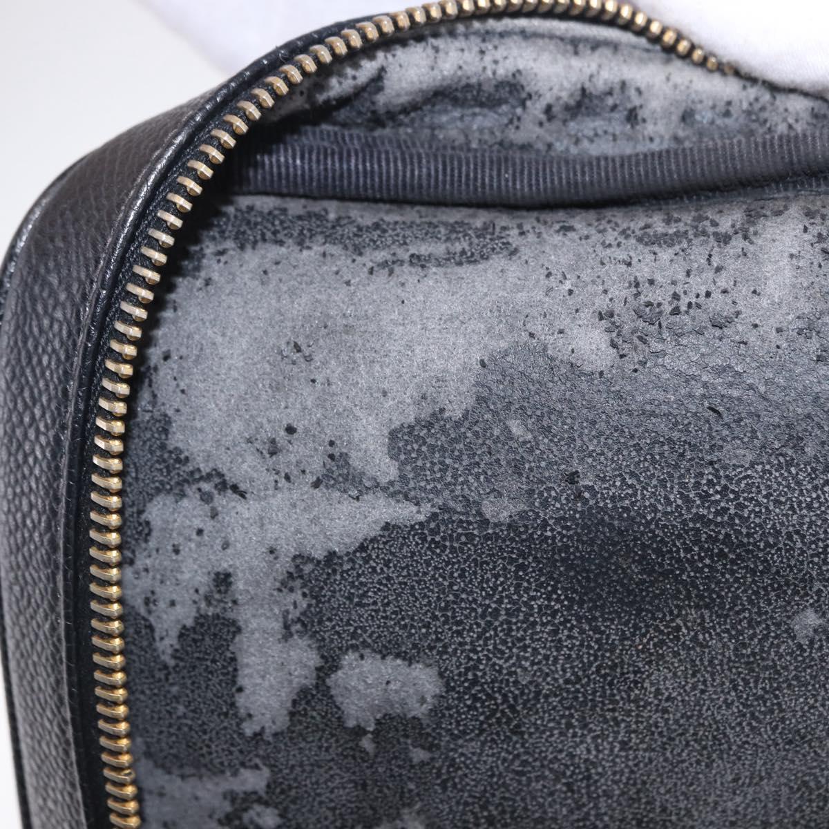 CHANEL COCO Mark Vanity Pouch Caviar Skin Black Gold CC Auth yk17517
