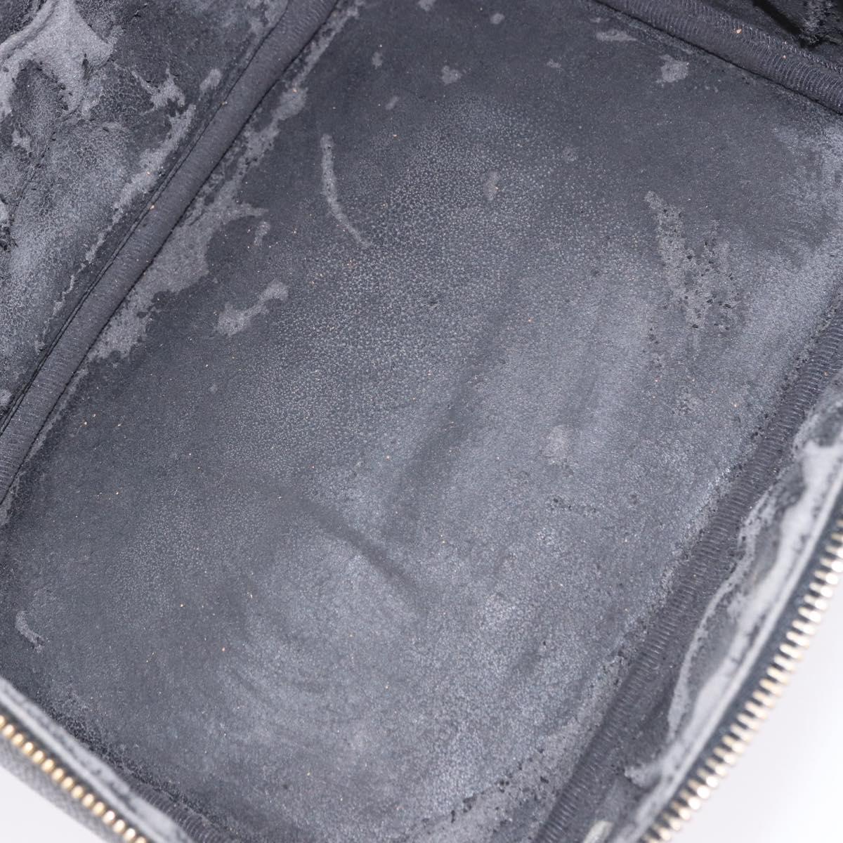 CHANEL COCO Mark Vanity Pouch Caviar Skin Black Gold CC Auth yk17517