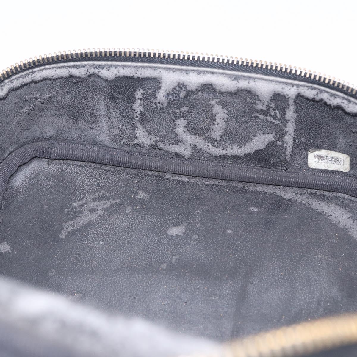 CHANEL COCO Mark Vanity Pouch Caviar Skin Black Gold CC Auth yk17517